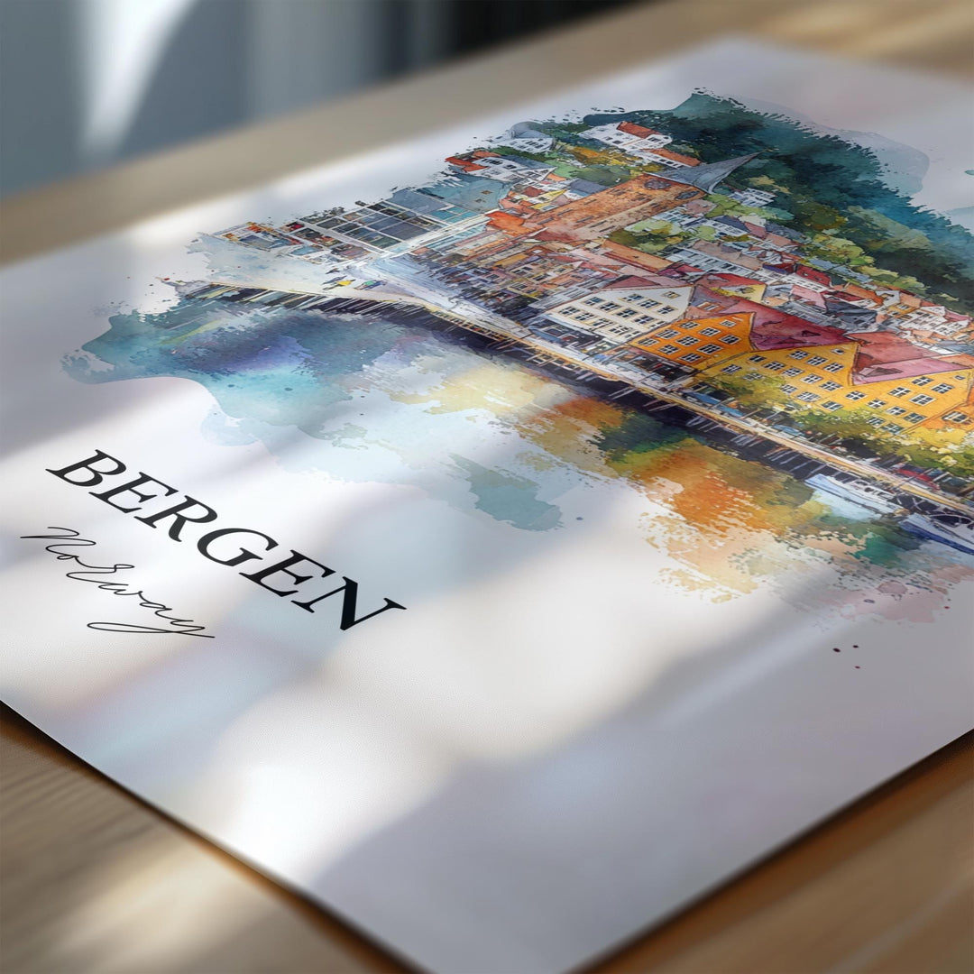 Bergen, Norway – Watercolor Art Print