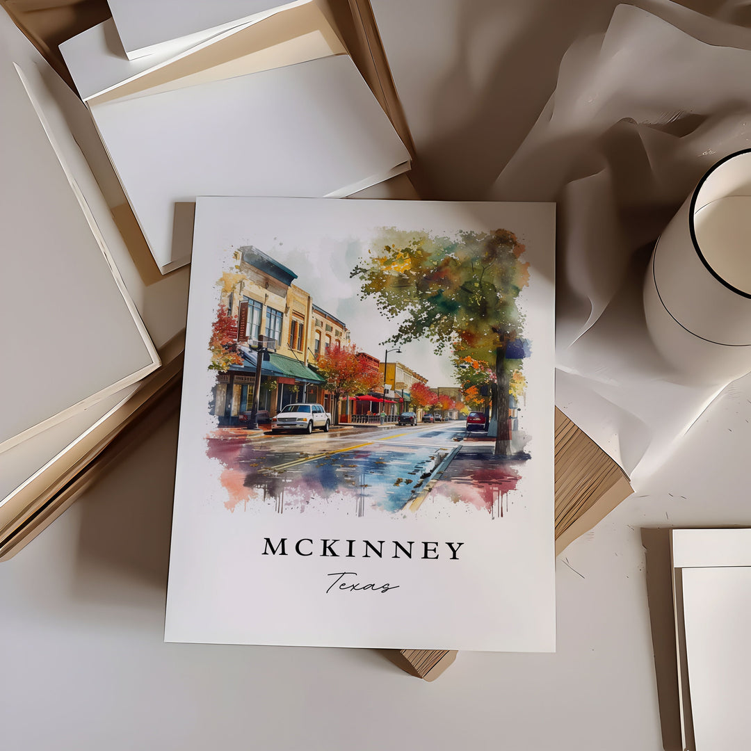 Mckinney Texas wall art - Texas, Mckinney print, Mckinney TX Wedding gift, Birthday present, Custom Text, Collin County Texas Gift