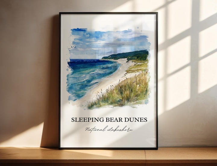 Sleeping Bear Dunes Art, Manitou islands Print, Michigan Artwork, Sleeping Bear Dunes Gift, Travel Print, Travel Poster, Housewarming Gift