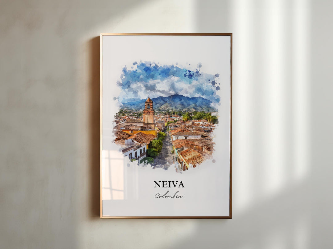Neiva Colombia Wall Art, Dept of Huila Print, Colombia Watercolor Art, Neiva Colombia Gift, Travel Print, Travel Poster, Housewarming Gift