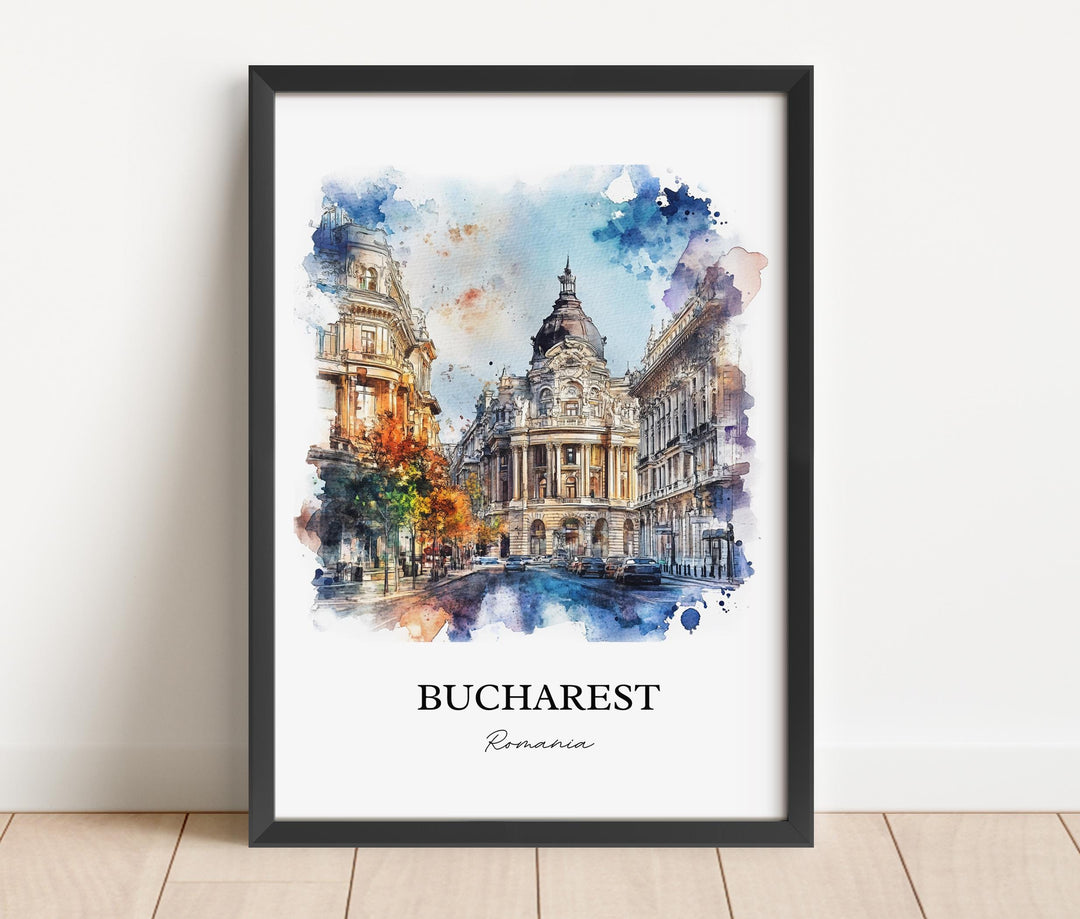 Bucharest Wall Art, Bucharest Print, Romania Watercolor Art, Bucharest Romania Gift, Travel Print, Travel Poster, Housewarming Gift