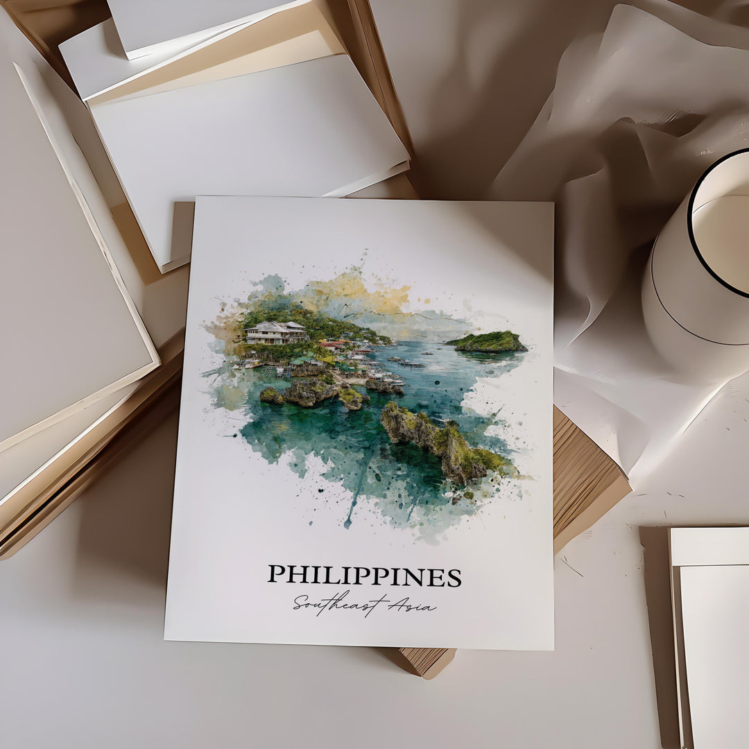 Philippines Wall Art, Philippines Print, Philippines Watercolor Art, Philippines Gift, Travel Print, Travel Poster, Housewarming Gift