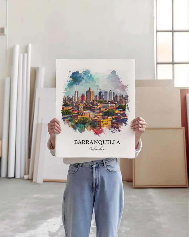 Barranquilla Wall Art, Colombia Print, Colombia Watercolor Art, Barranquilla Gift, Travel Print, Travel Poster, Housewarming Gift