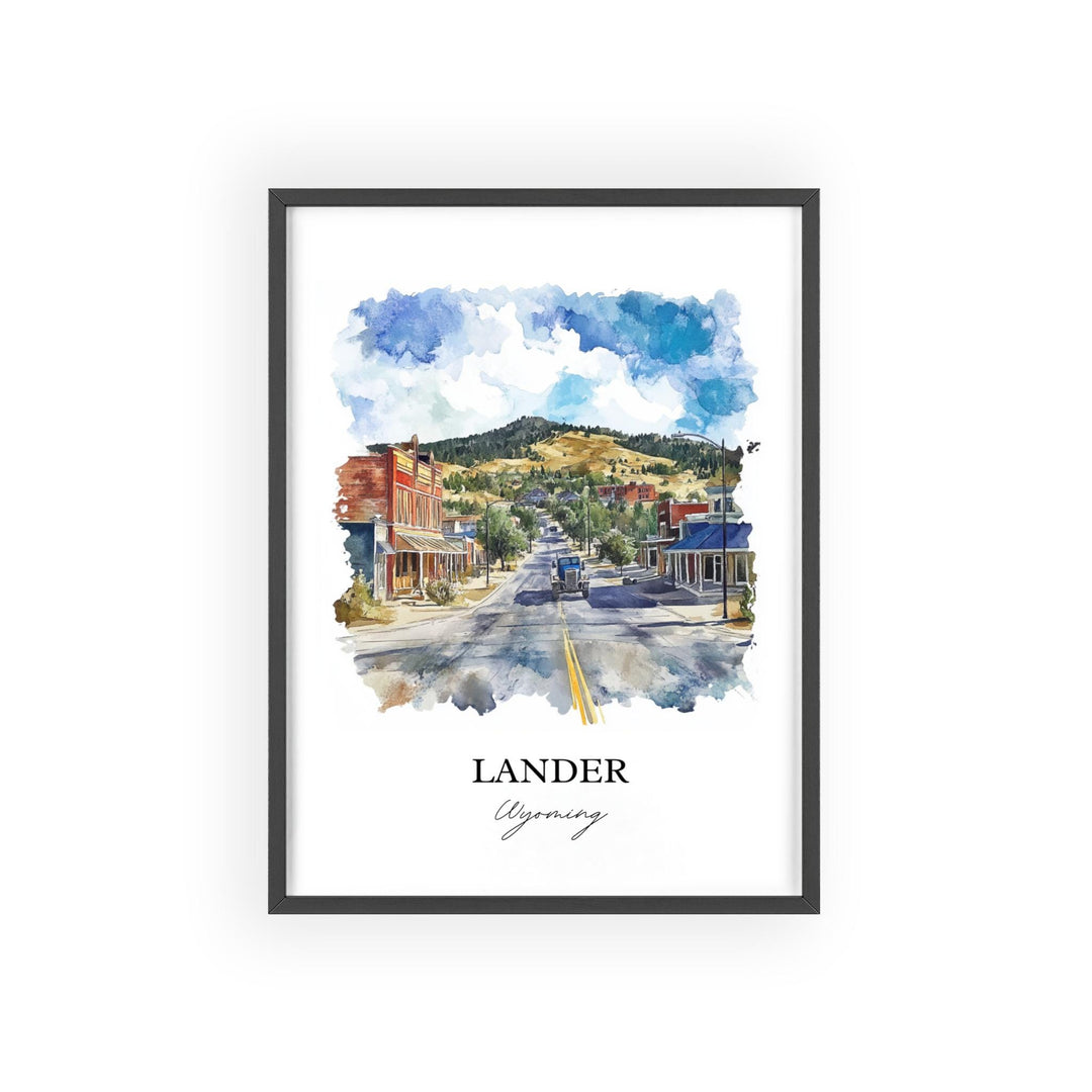 Lander WY Wall Art, Lander Wyoming Print, Wyoming Watercolor Art, Fremont County WY Gift, Travel Print, Travel Poster, Housewarming Gift