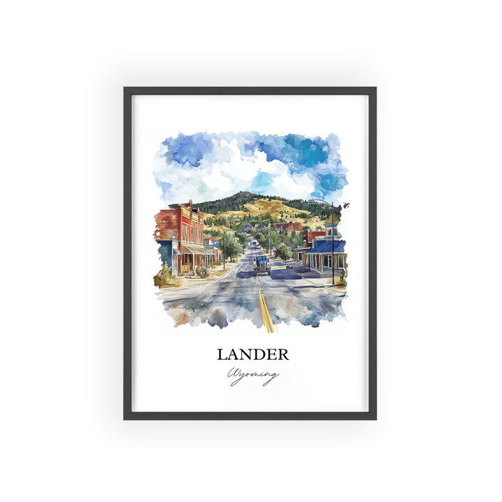 Lander WY Wall Art, Lander Wyoming Print, Wyoming Watercolor Art, Fremont County WY Gift, Travel Print, Travel Poster, Housewarming Gift