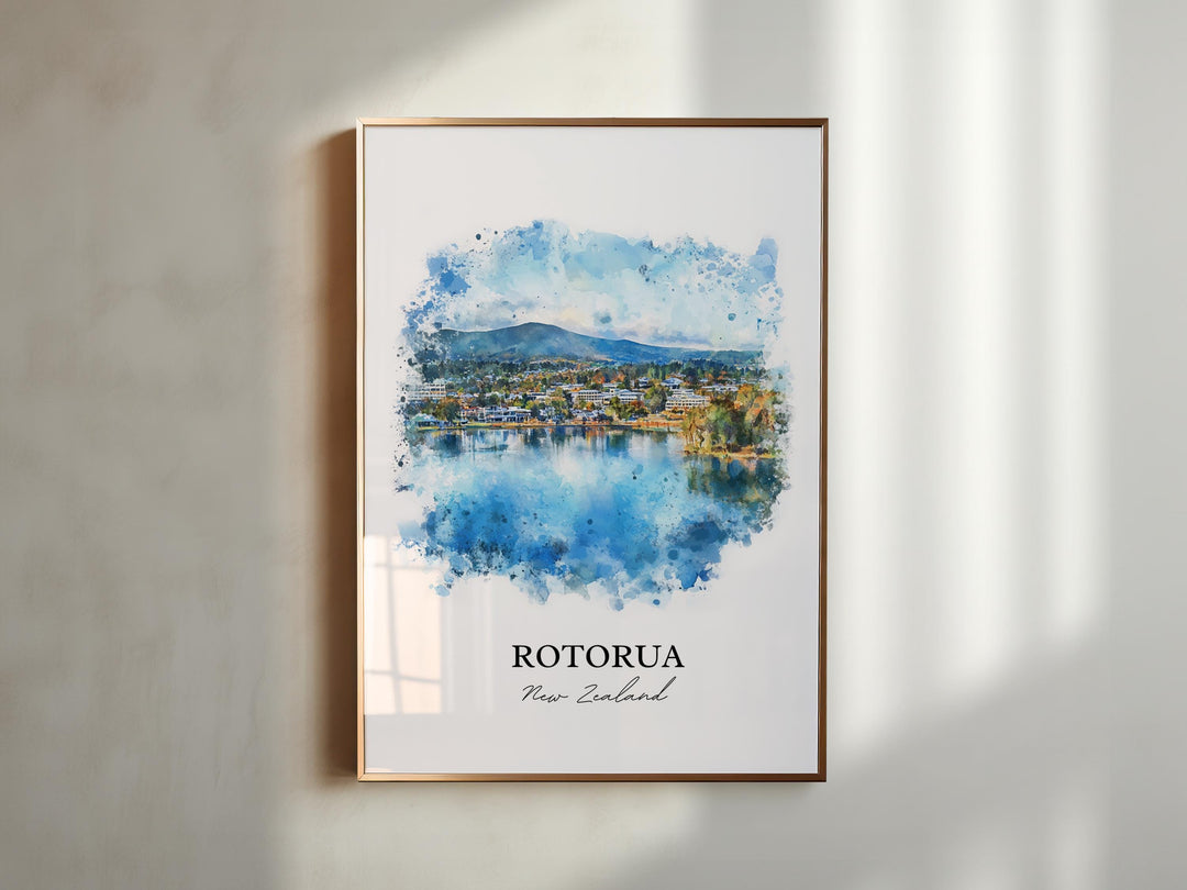 Rotorua, New Zealand – Watercolor Art Print