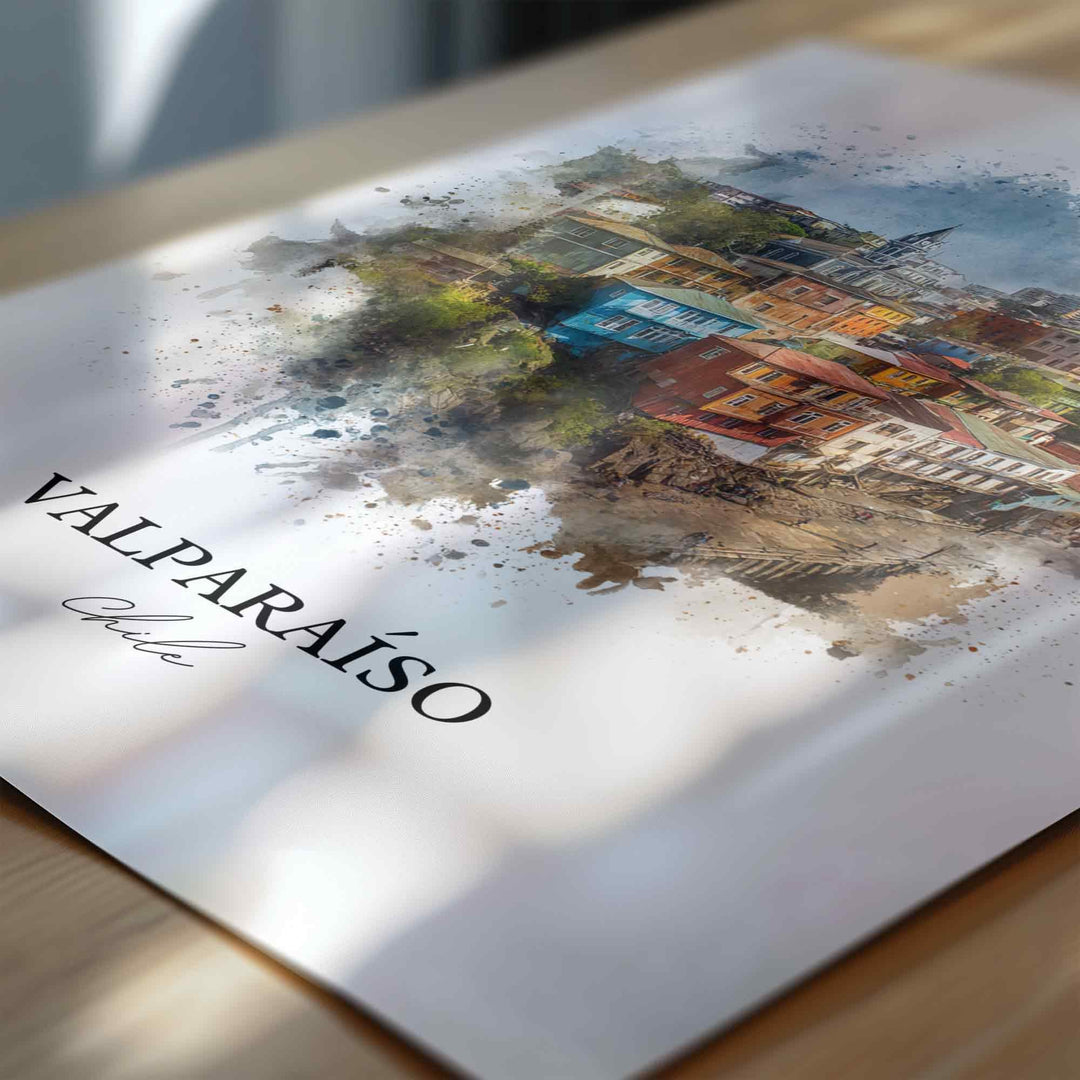 Valparaíso, Chile – Watercolor Art Print