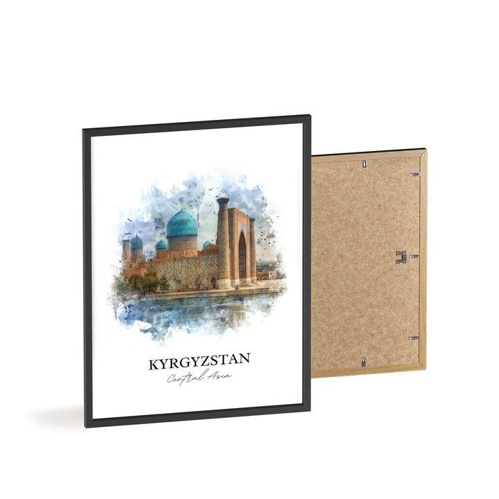 Kyrgyzstan Wall Art, Kyrgyzstan Print, Kyrgyzstan Watercolor Art, Kyrgyzstan Gift, Travel Print, Travel Poster, Housewarming Gift