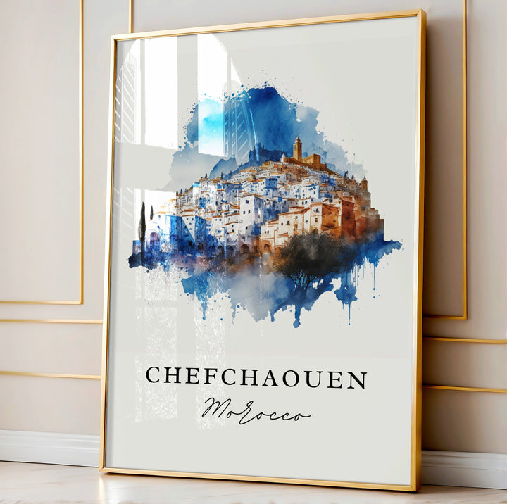 Chefchaouen Morocco wall art - Morocco, Chefchaouen poster, Chefchaouen Wedding gift, Birthday present, Custom Text, Personalised Gift