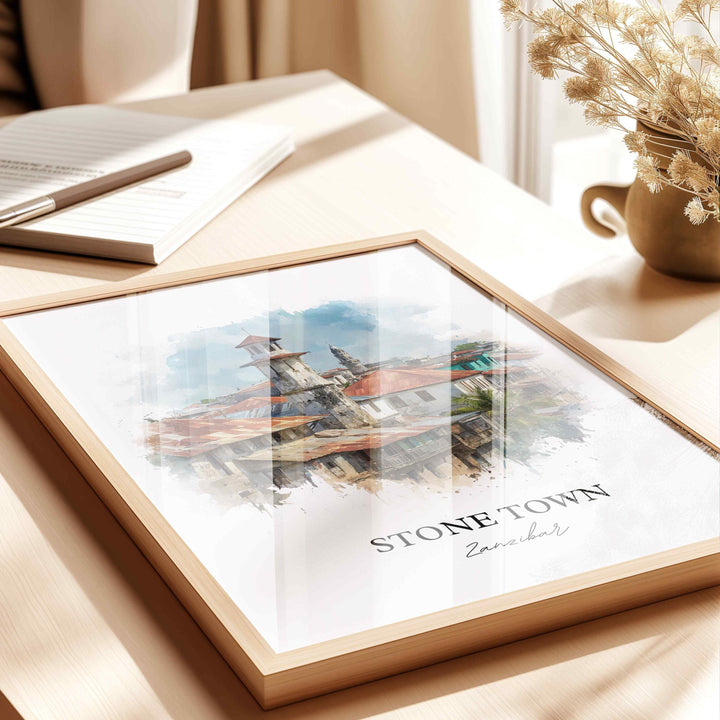 Stone Town, Zanzibar – Watercolor Art Print