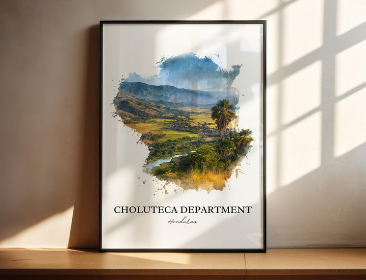 Choluteca Dept Wall Art, Choluteca Print, Honduras Watercolor Art, Honduras Gift, Honduras Travel Print, Travel Poster, Housewarming Gift