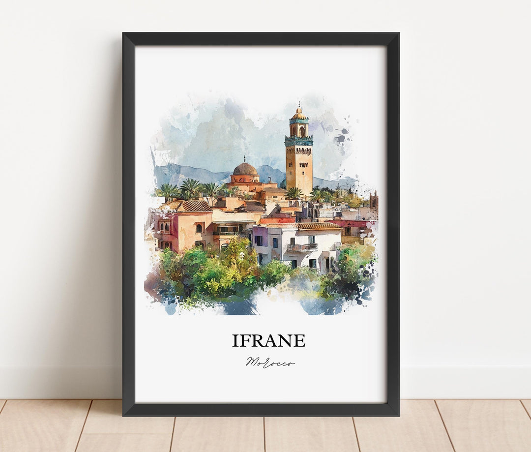 Ifrane, Morocco – Watercolor Art Print of Middle Atlas Mountains
