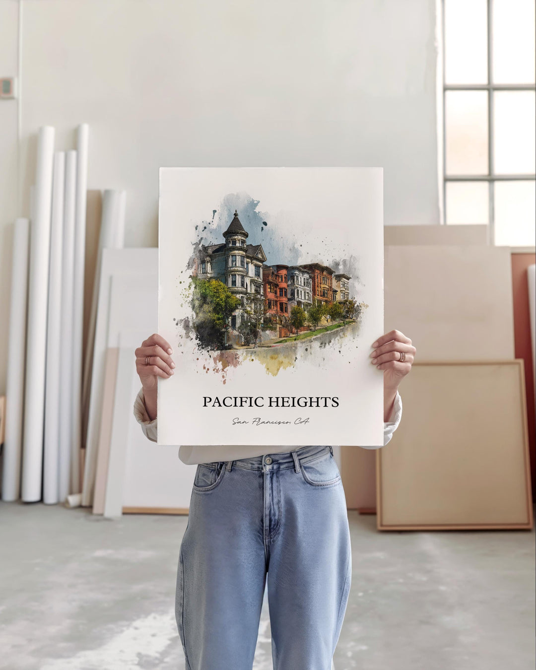Pacific Heights, California – Watercolor Art Print