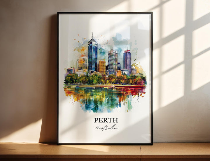Perth Wall Art, Perth Print, Australia Watercolor Art, Perth Australia Gift, Travel Print, Travel Poster, Housewarming Gift