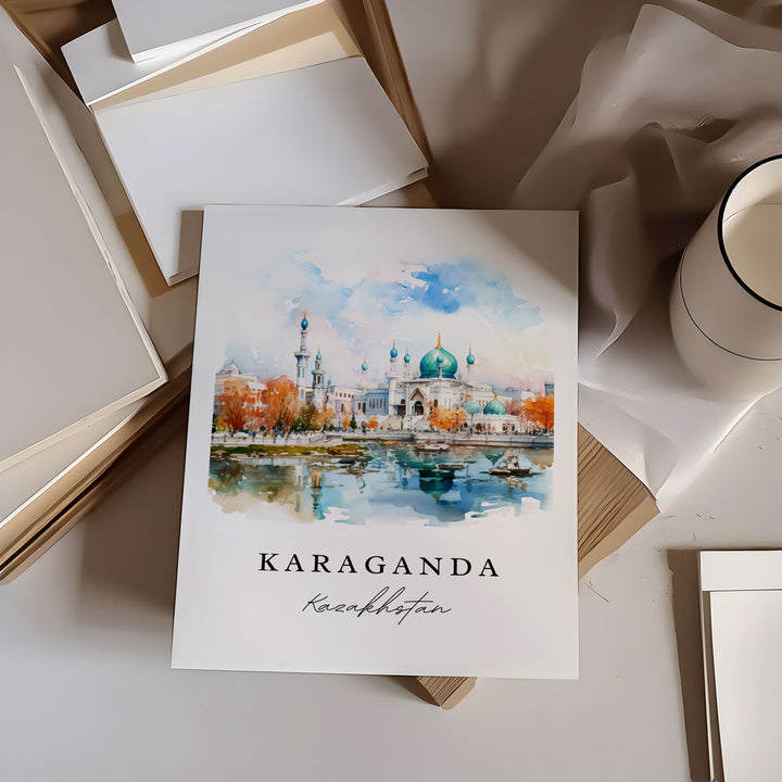 Karaganda wall art - Kazakhstan, Karaganda print, Wedding gift, Karaganda Birthday present, Custom Text, Perfect Gift