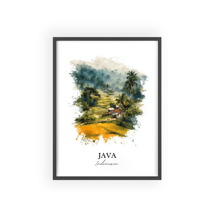 Java Indonesia Art, Indonesia Print, Indonesia Watercolor, Java Indonesia Gift, Indonesia Travel Print, Travel Poster, Housewarming Gift