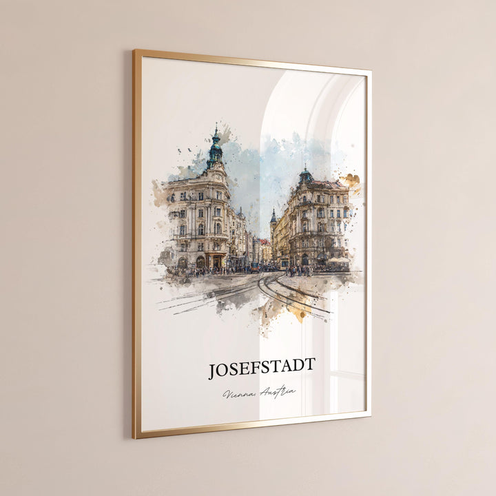Josefstadt Wall Art, Vienna Print, Vienna Watercolor Art, Vienna Austria Gift, Josefstadt Travel Print, Travel Poster, Housewarming Gift