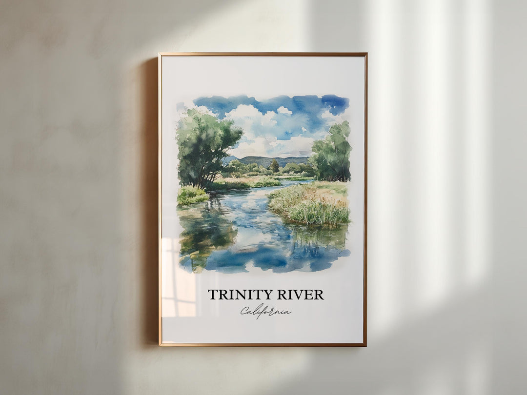 Trinity River Wall Art, Klamath Mountains Print, California Watercolor, Trinity River Gift, Travel Print, Travel Poster, Housewarming Gift