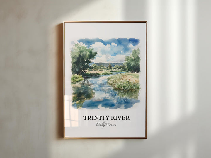 Trinity River Wall Art, Klamath Mountains Print, California Watercolor, Trinity River Gift, Travel Print, Travel Poster, Housewarming Gift