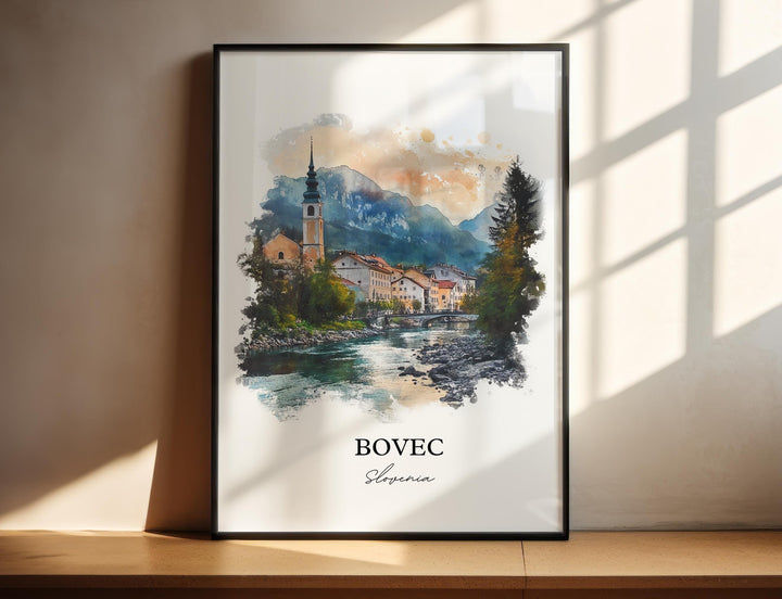 Bovec Wall Art, Julian Alps Print, Slovenia Watercolor Art, Bovec Slovenia Gift, Travel Print, Travel Poster, Housewarming Gift