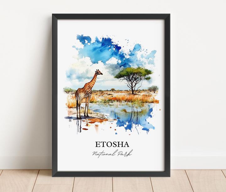 Etosha National Park Wall Art, Namibia Print, Namibia Watercolor Art, Etosha Park Gift, Travel Print, Travel Poster, Housewarming Gift