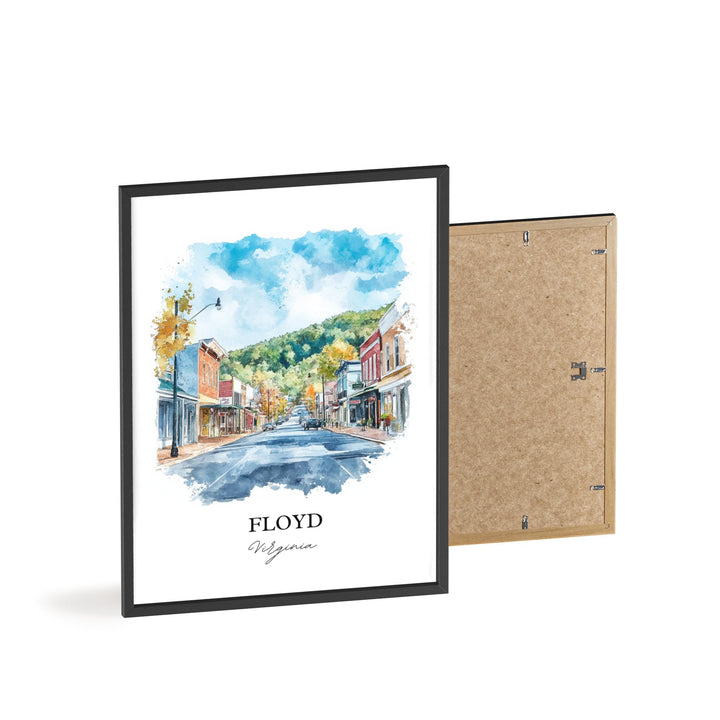 Floyd VA Wall Art, Blue Ridge Virginia Print, Virginia Watercolor Art, Floyd Virginia Gift, Travel Print, Travel Poster, Housewarming Gift