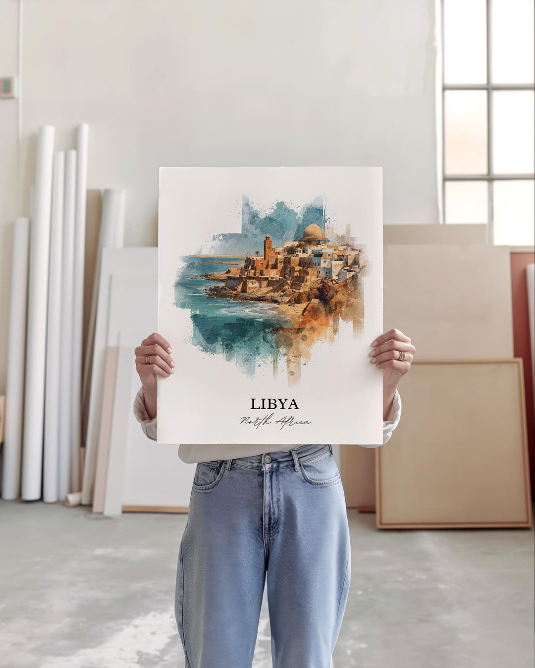 Libya Wall Art, Libya Print, Libya Watercolor Art, Northern Africa Gift, Travel Print, Travel Poster, Housewarming Gift