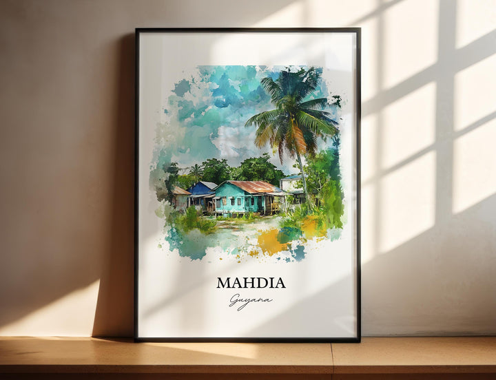 Mahdia Guyana Wall Art, Potaro-Siparuni Guyana Print, Guyana Watercolor, Mahdia Guyana Gift, Travel Print, Travel Poster, Housewarming Gift