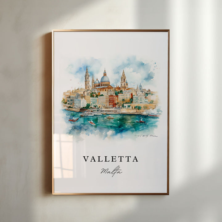 Valletta Malta wall art - Malta, Valletta poster, Valletta Wedding gift, Birthday present, Custom Text, Personalized Gift