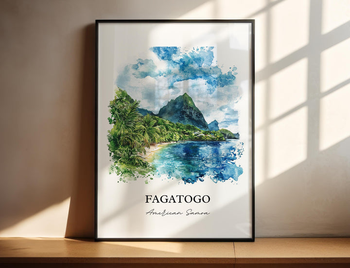 Fagatogo Wall Art, Pago Pago Print, American Samoa Watercolor Art, Fagatogo Gift, Travel Print, Travel Poster, Housewarming Gift
