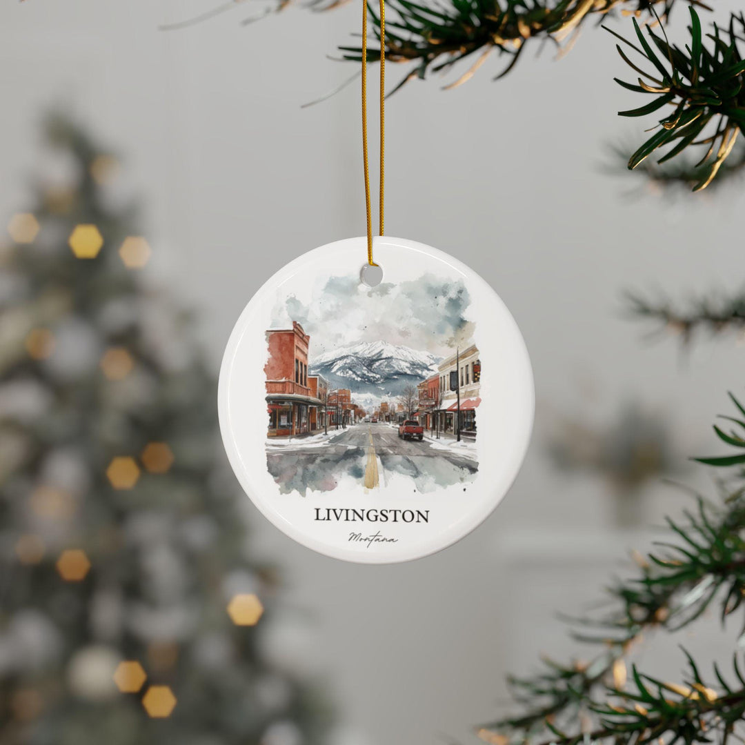 Livingston MT Ornament: Unique Livingston Montana Souvenir, Montana Xmas Decor, and Authentic Montana Gift