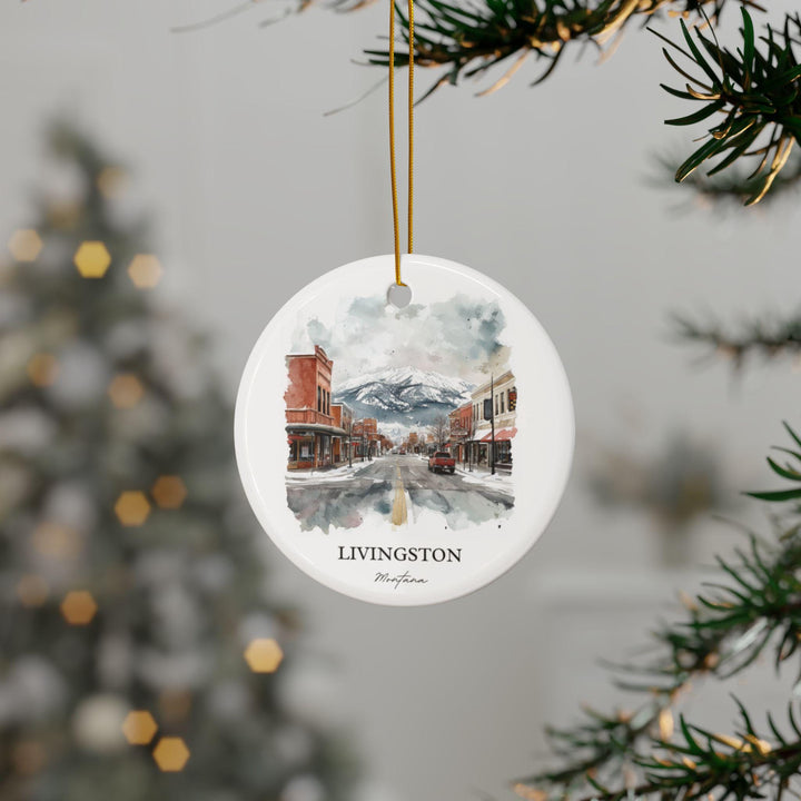Livingston MT Ornament: Unique Livingston Montana Souvenir, Montana Xmas Decor, and Authentic Montana Gift