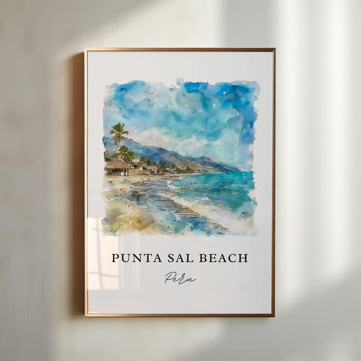 Punta Sal Peru Art, Punta Sal Beach Print, Tumbes Peru Watercolor Art, Tumbes Peru Gift,