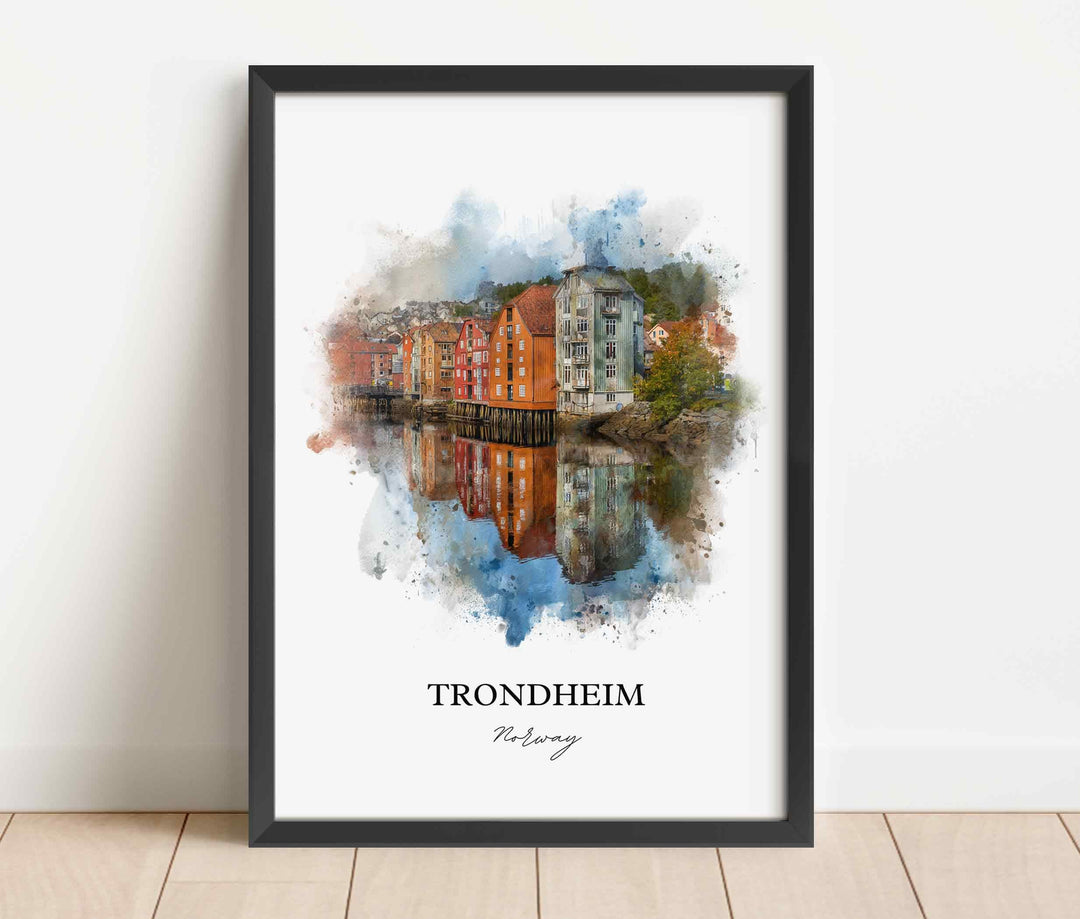 Trondheim, Norway – Watercolor Art Print