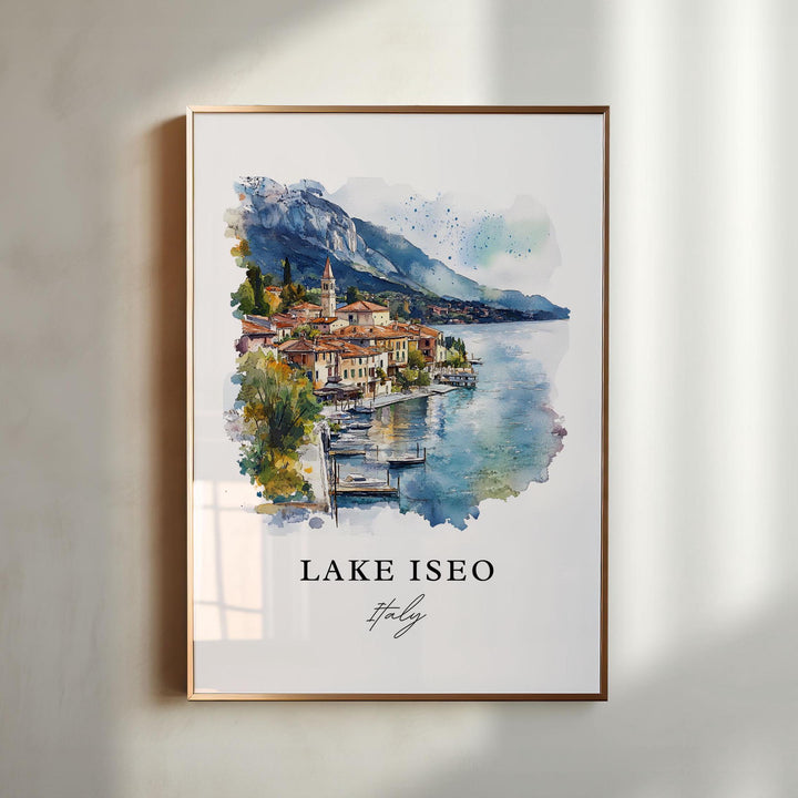 Lake Iseo Wall Art, Lake Iseo Italy Print, Lake Iseo Watercolor, Sebino Italy Gift,