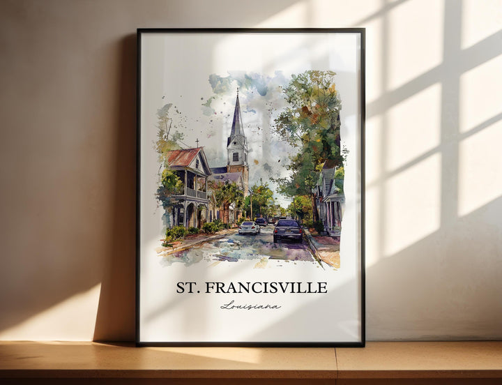 St. Francisville Wall Art, Baton Rouge Print, Louisiana Watercolor, St. Francisville LA Gift, Travel Print, Travel Poster, Housewarming Gift