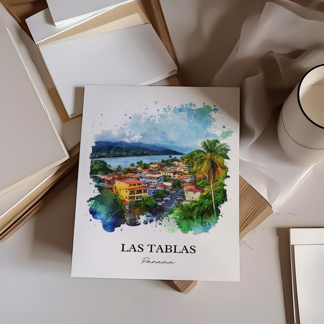 Las Tablas Wall Art, Azuero Peninsula Print, Panama Watercolor Art, Las Tablas Panama Gift, Travel Print, Travel Poster, Housewarming Gift