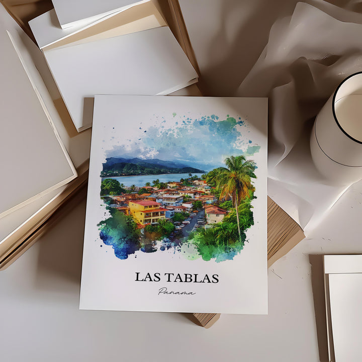 Las Tablas Wall Art, Azuero Peninsula Print, Panama Watercolor Art, Las Tablas Panama Gift, Travel Print, Travel Poster, Housewarming Gift