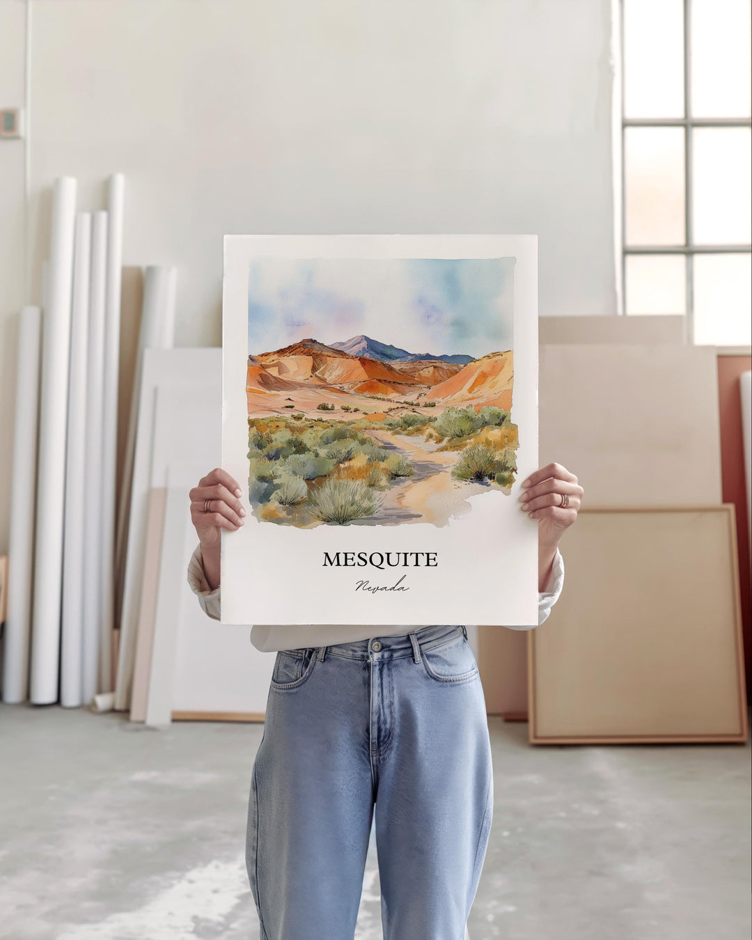 Mesquite NV Wall Art, Mesquite Print, Nevada Watercolor Art, Clark County NV Gift, Travel Print, Travel Poster, Housewarming Gift