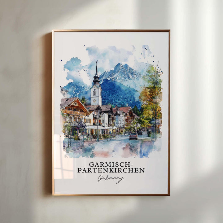 Garmisch-Partenkirchen Wall Art, Bavaria Print, Bavaria Watercolor Art, Oberbayern Gift,