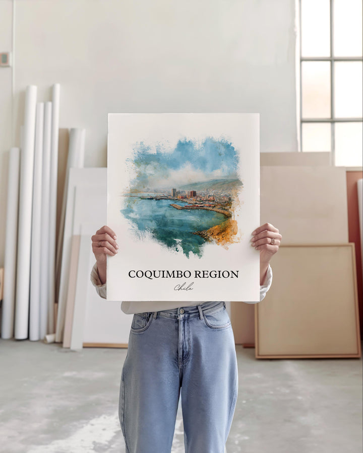 Coquimbo Chile Wall Art, Coquimbo Print, Chile Watercolor Art, Chile Gift, Chile Travel Print, Travel Poster, Housewarming Gift