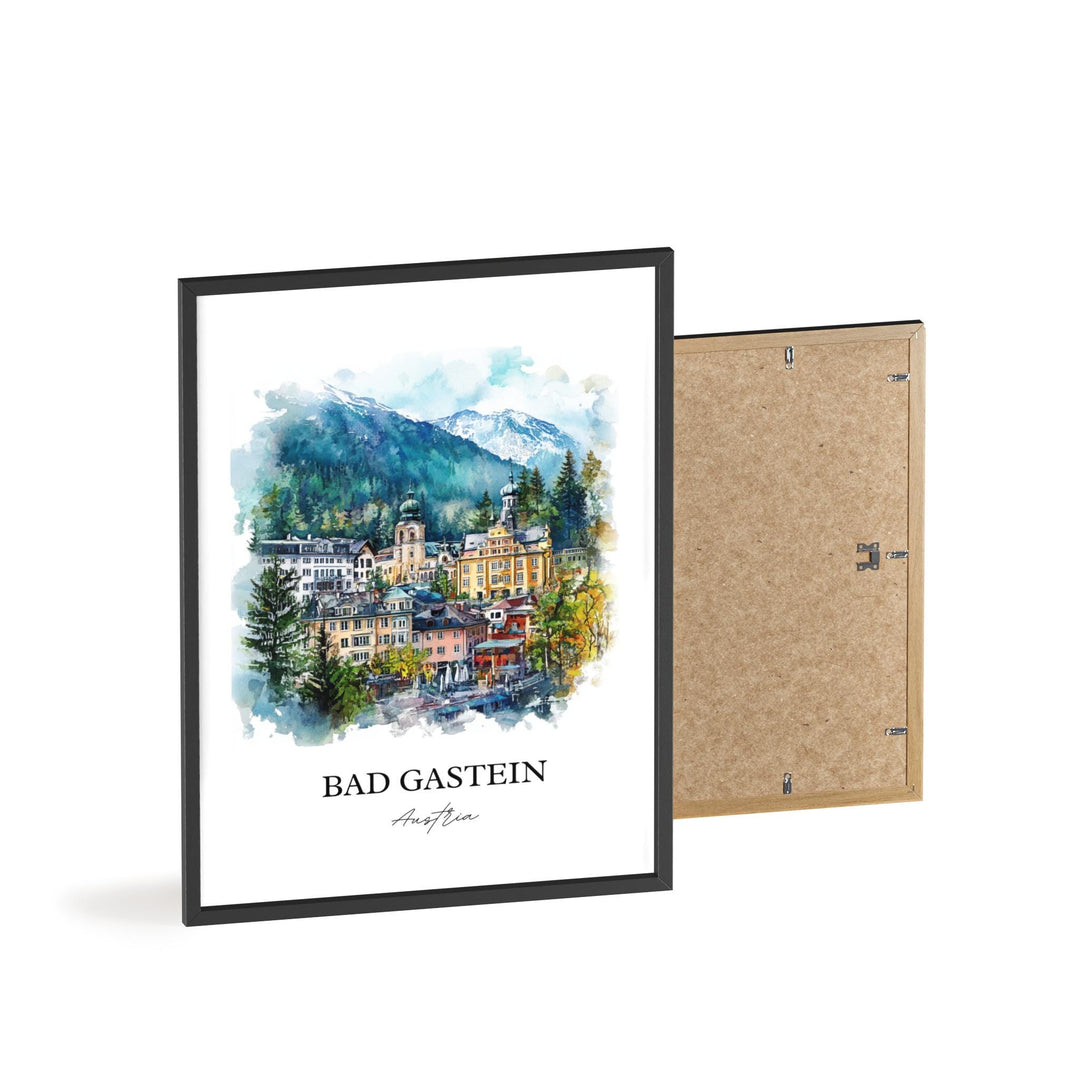 Bad Gastein Wall Art, Salzburg Print, Austria Watercolor Art, Bad Gastein Gift, Travel Print, Travel Poster, Housewarming Gift