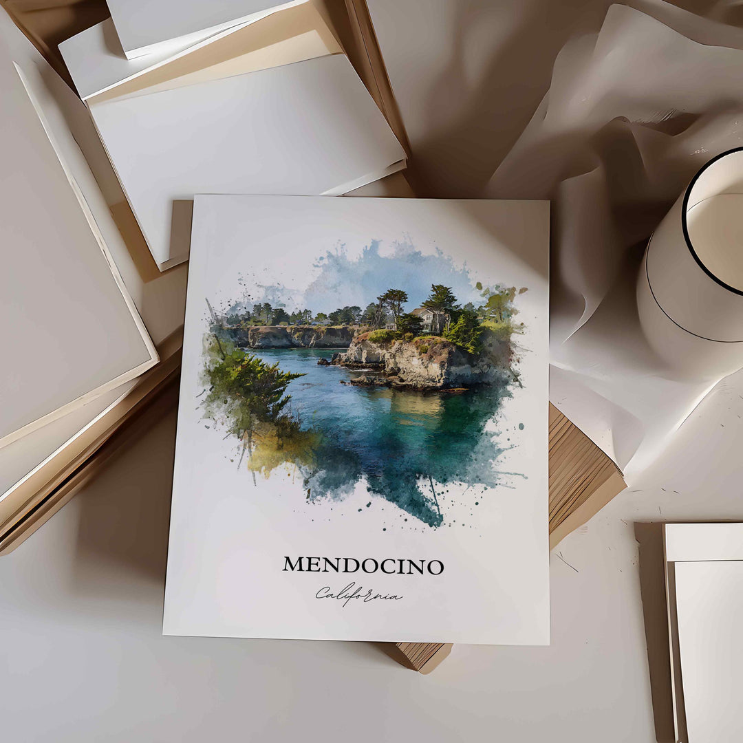 Mendocino, California – Watercolor Art Print