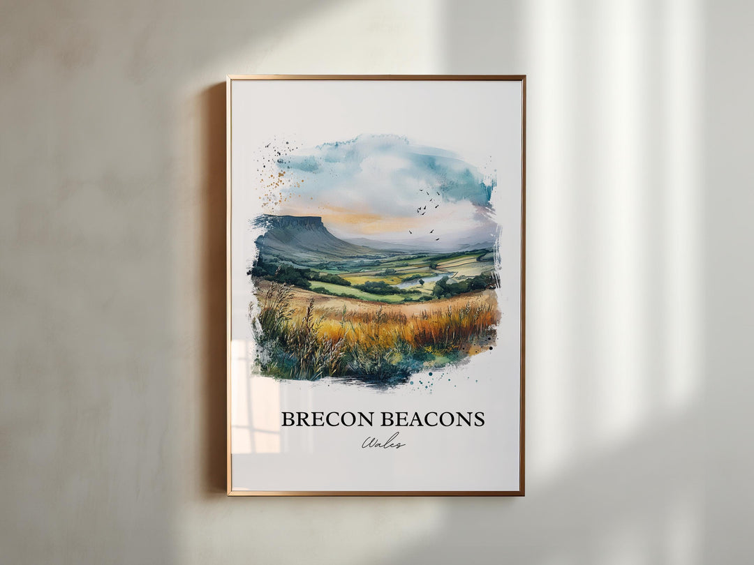 Brecon Beacons Wall Art, South Wales Print, Wales Watercolor Art, Brecon Beacons Gift, Travel Print, Travel Poster, Housewarming Gift