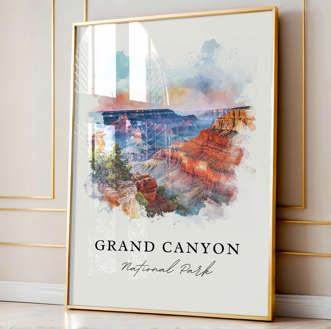 Grand Canyon Wall Art, Grand Canyon AZ Print, Grand Canyon Watercolor Art, Grand Canyon Gift,