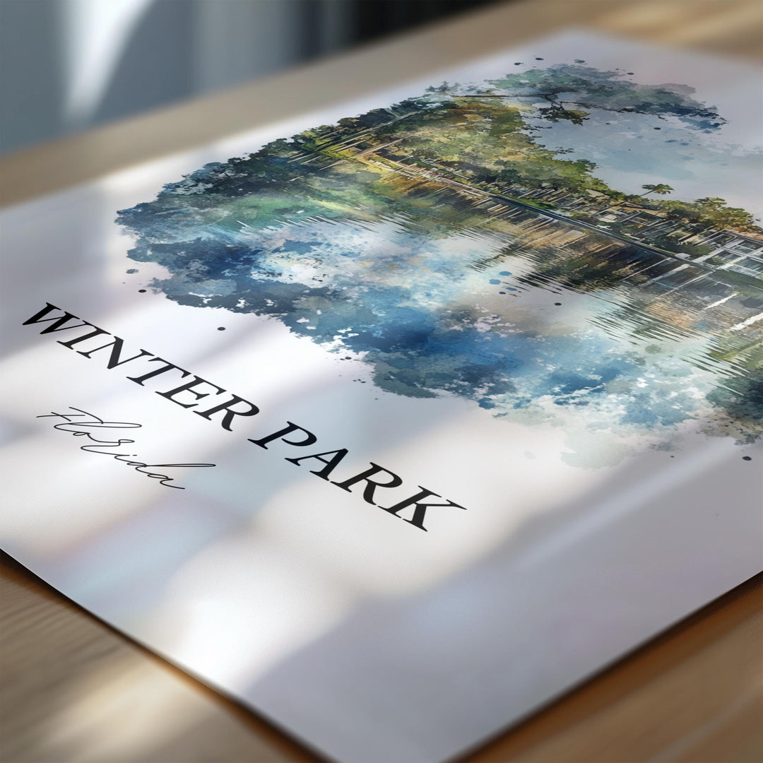Winter Park FL Wall Art, Orlando Print, Winter Park FL Watercolor Art, Winter Park Gift, Travel Print, Travel Poster, Housewarming Gift