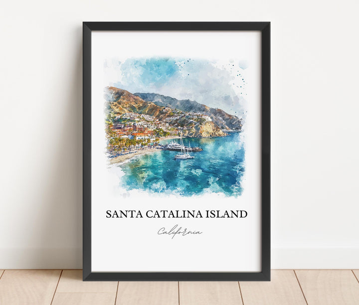 Santa Catalina Wall Art, Catalina Islands Print, LA Watercolor Art, Catalina Island Gift, Travel Print, Travel Poster, Housewarming Gift