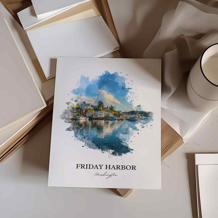 Friday Harbor, WA – Watercolor Art Print