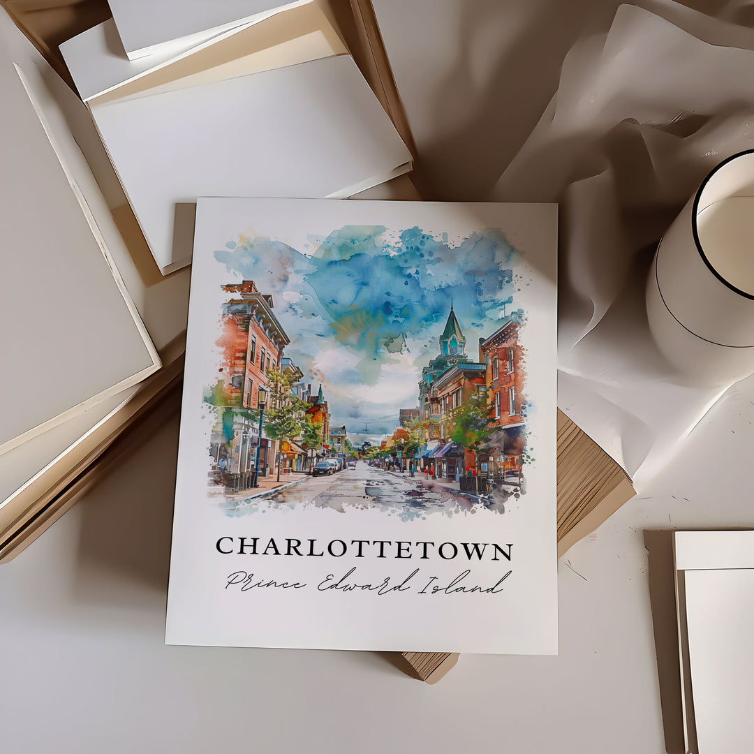 Charlottetown PEI Wall Art, Charlottetown Print, Prince Edwards Island Watercolor, Charlottetown Gift, Travel Print, Housewarming Gift