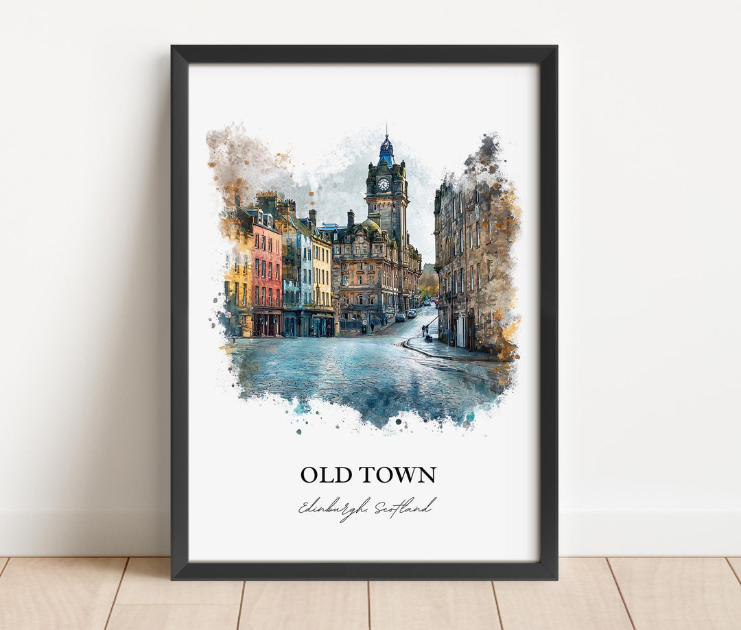 Edinburgh, Scotland – Watercolor Art Print of Old Town
